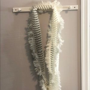 White to Grey ombré infinity scarf with fringe